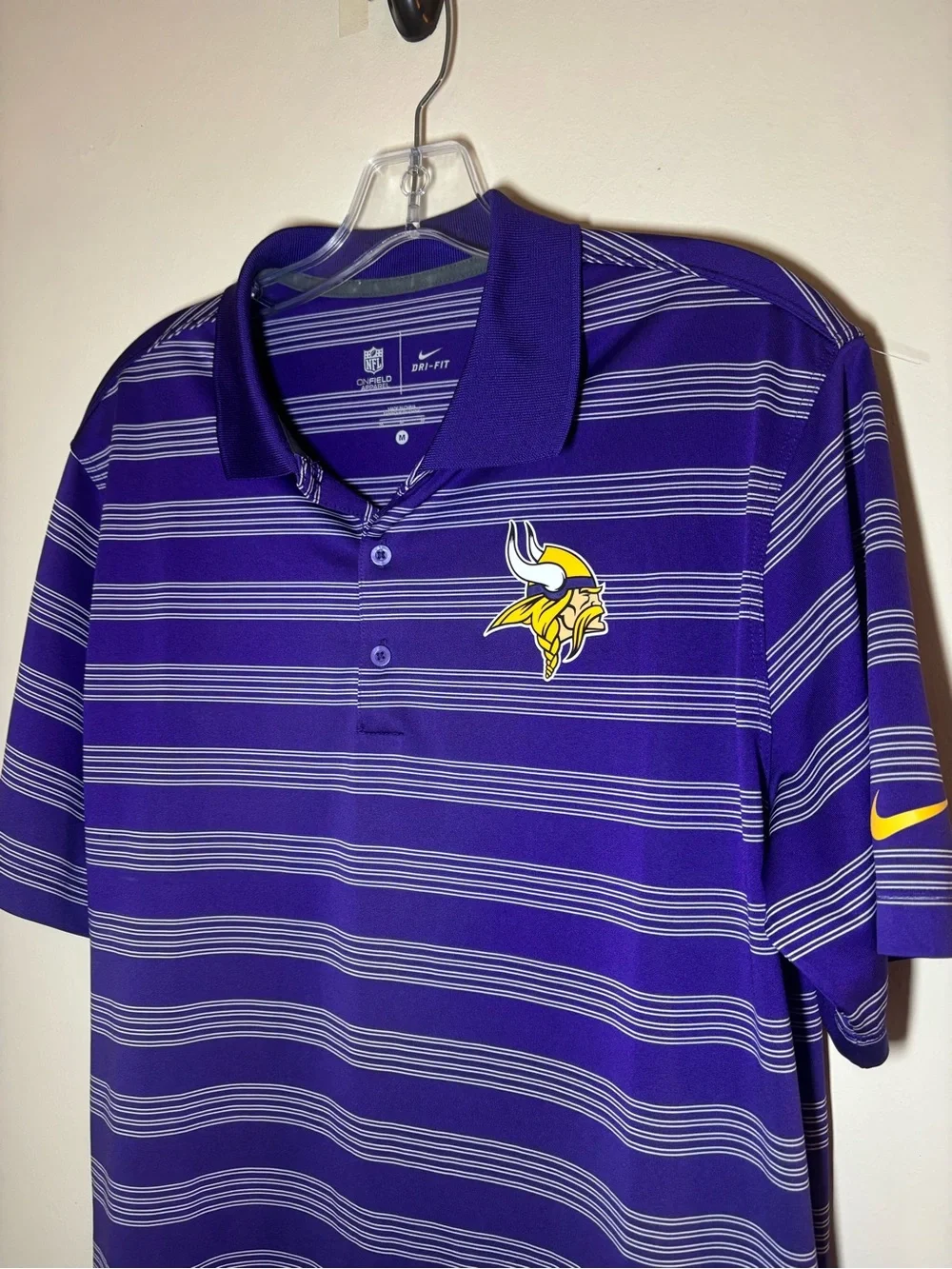 Nike Purple Striped Minnasota Vikings Golf Polo